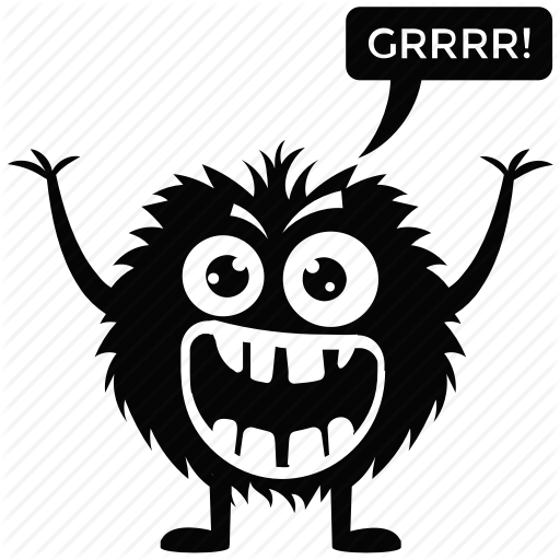 512x512 Cute Cartoon, Fluffy Monster, Gremlin, Monster Growling, Monster