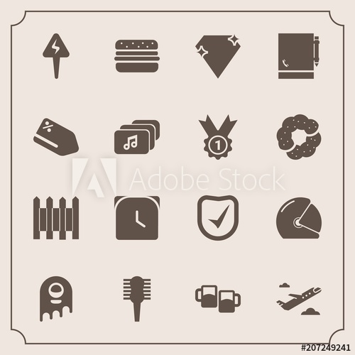500x500 Modern, Simple Vector Icon Set With Motorcycle, Brush, Hamburger