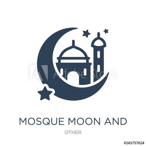 500x500 Mosque Moon And Star Icon Vector On White Background, Mosque Moo