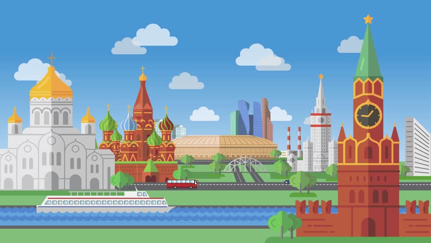 852x480 Moscow Icon Line Stock Video Footage