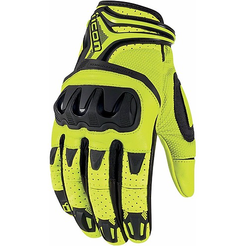 495x495 Motorcycle Gloves Fabric Icon Overlord Resistance Hi Vision Yellow
