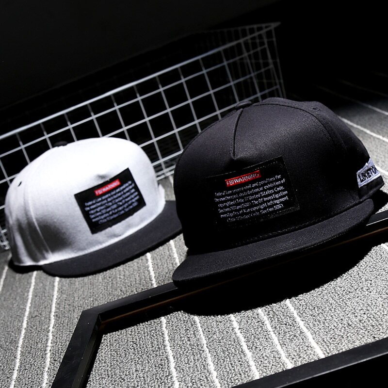 800x800 Fbi Warning Letter Icon Hiphop Baseball Cap Man All Black Poly