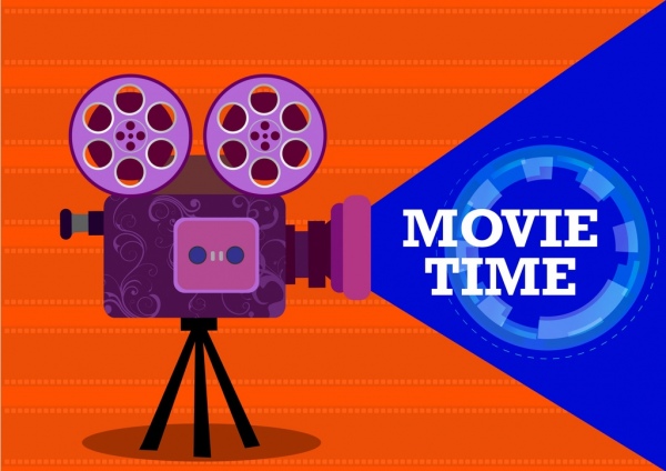 600x424 Movie Time Background Colored Cine Projector Icon Free Vector