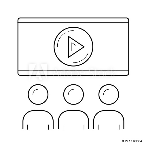 500x500 Movie Time Vector Line Icon Isolated On White Background Movie