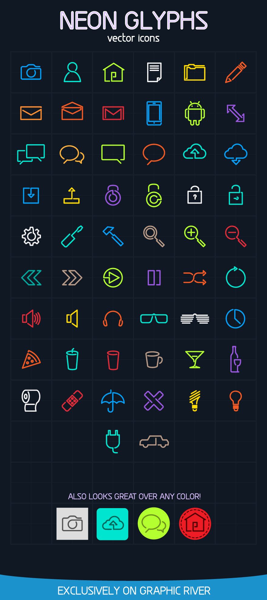 880x1972 Neon Glyphs Vector Icons Everything Design Vector Icons, Icon