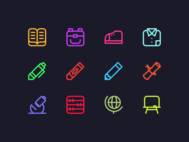 800x600 Neon Icons For School