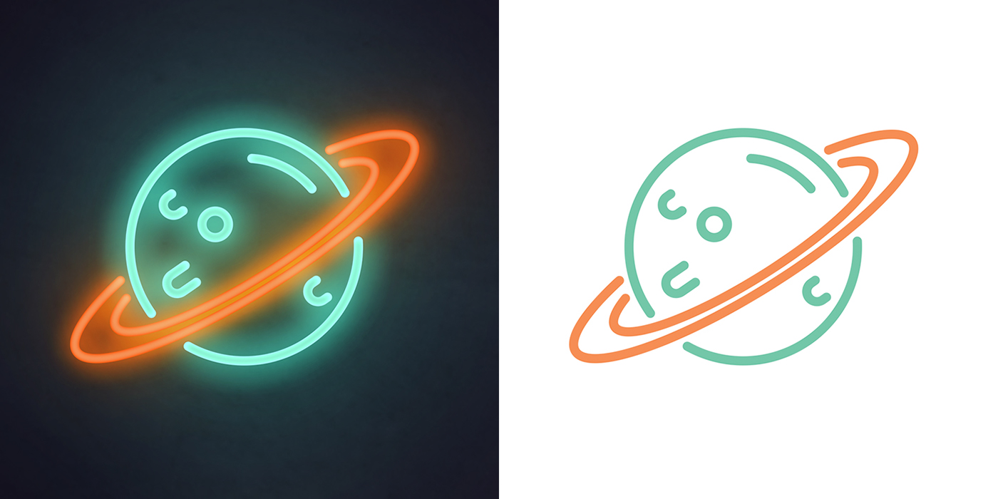 1400x700 Neon Space Icon Series On Behance
