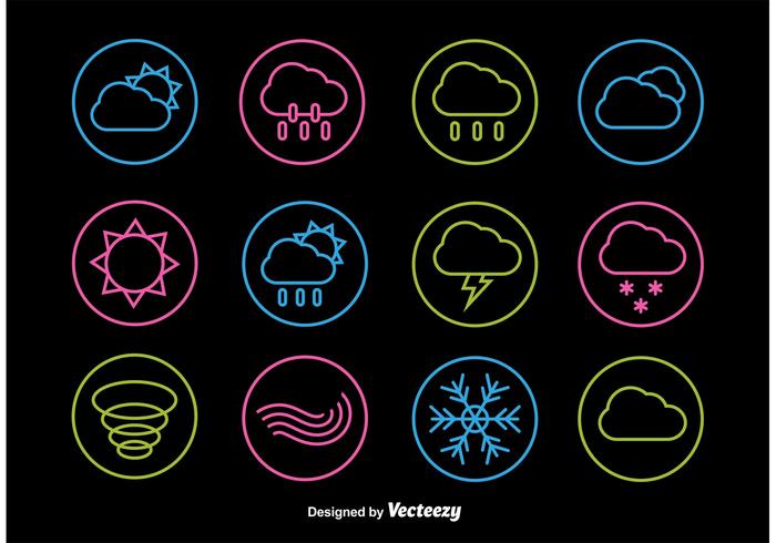 700x490 Neon Weather Line Icons
