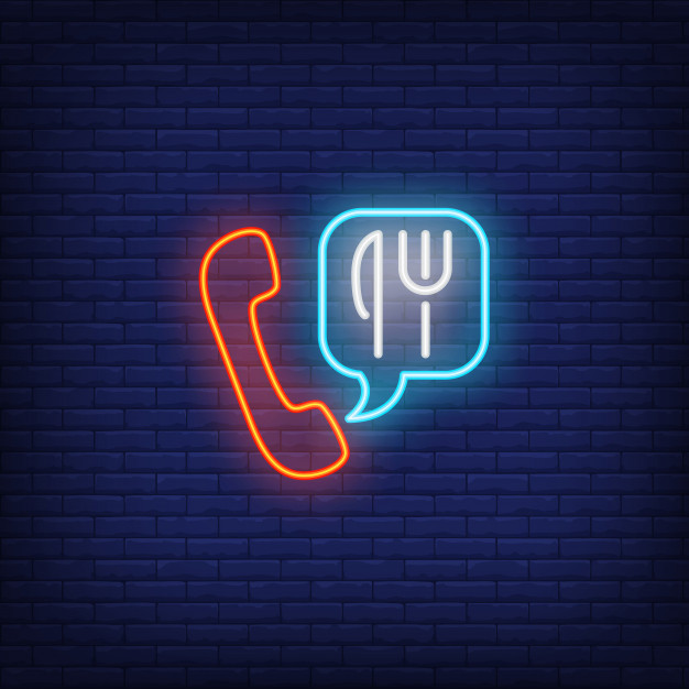 626x626 Neon Icon Of Food Ordering Vector Free Download