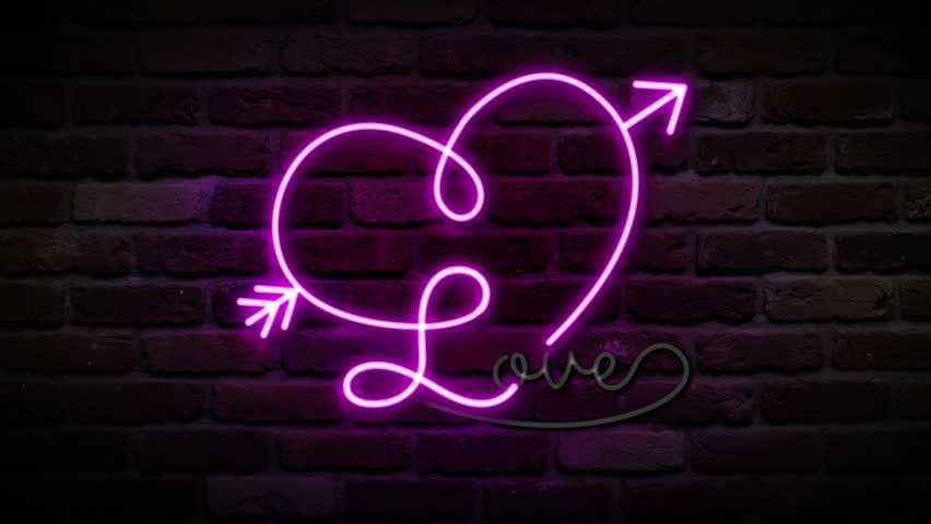 852x480 Valentines Heart Icon Neon Sign Stock Footage Video