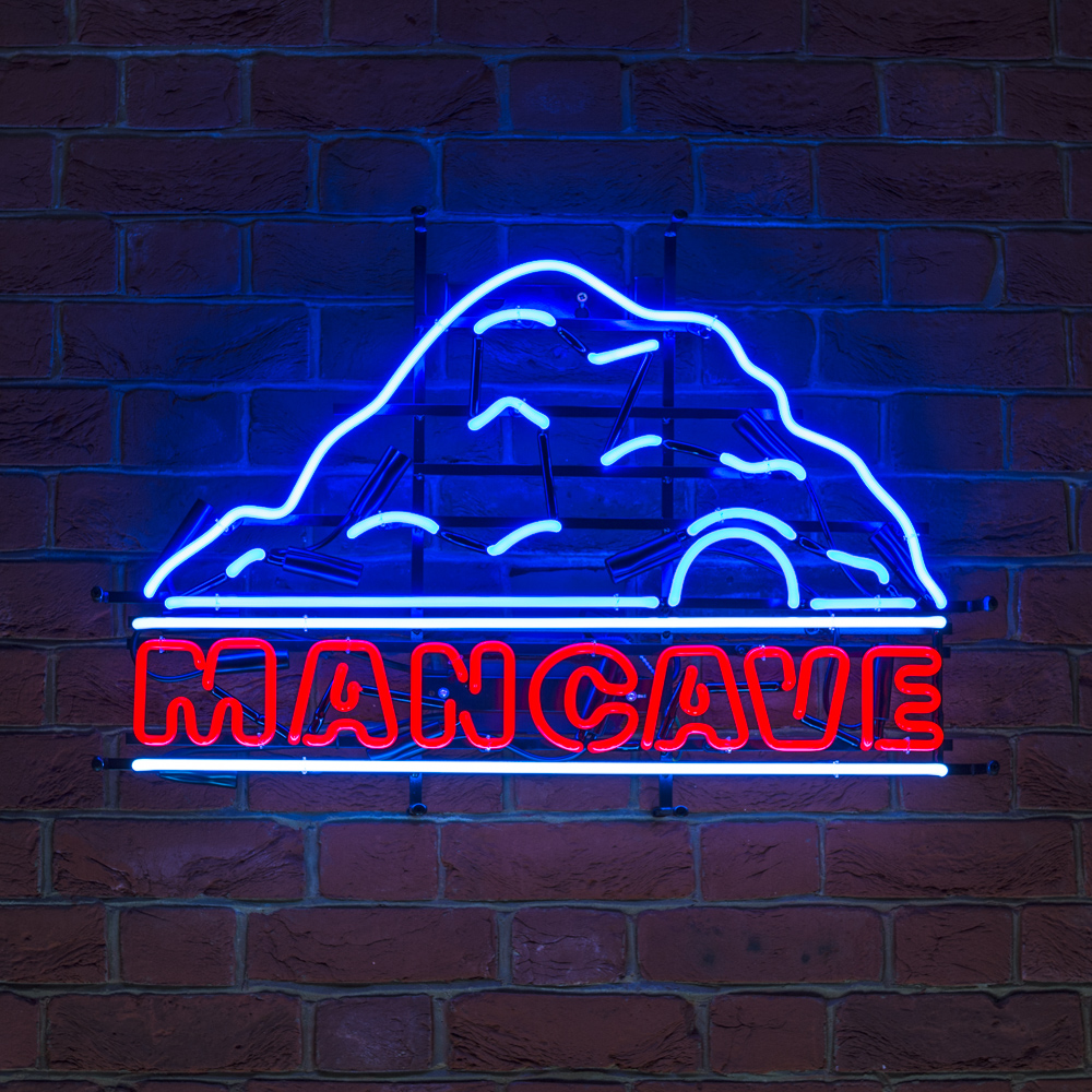1000x1000 Big Mancave Neon Sign With Cave On Metal Grid Icon Neon