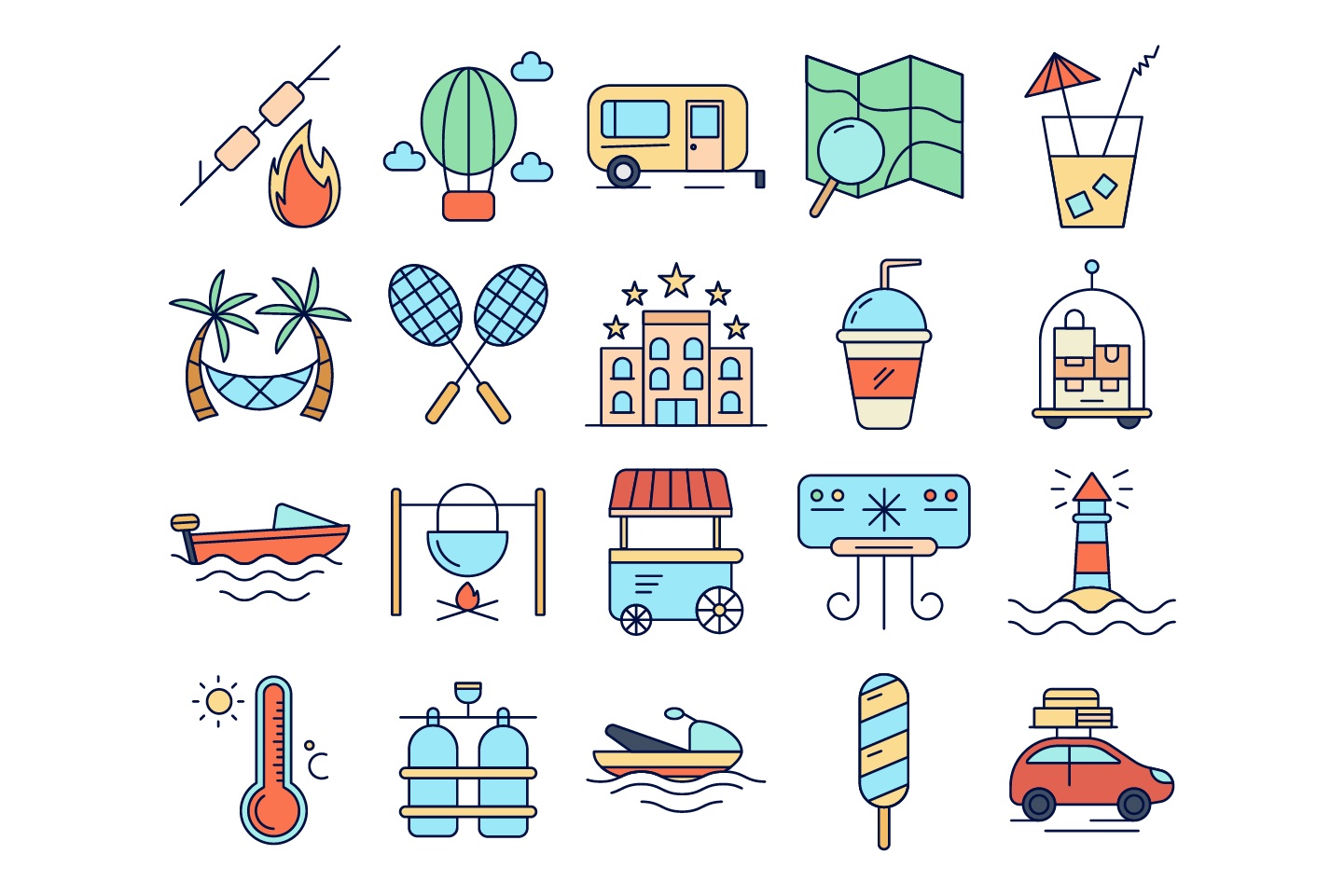 1441x961 Hello Summer Vector Free Icon Set