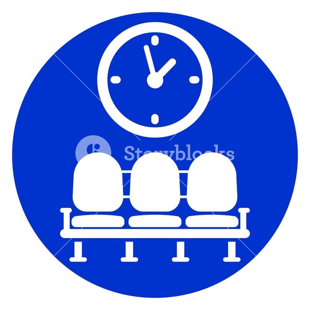 1000x1000 Illustration Of Waiting Room Blue Icon Royalty Free Stock Image