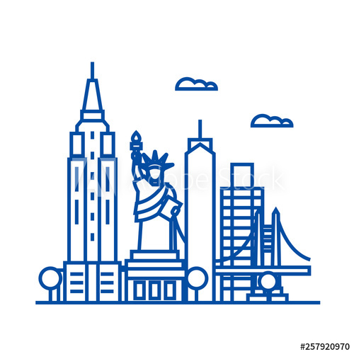 500x500 New York Usa Line Concept Icon New York Usa Flat Vector Website