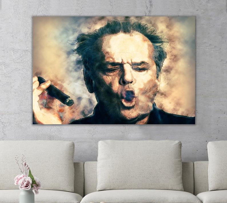 794x710 Jack Nicholson Icon Canvas Print Wall Art Framed Ready To Hang Etsy