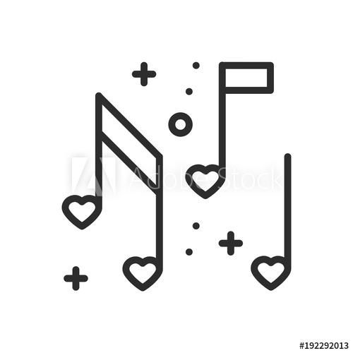 500x500 Love Music Heart Notes Line Icon Sign And Symbol Disco Dance
