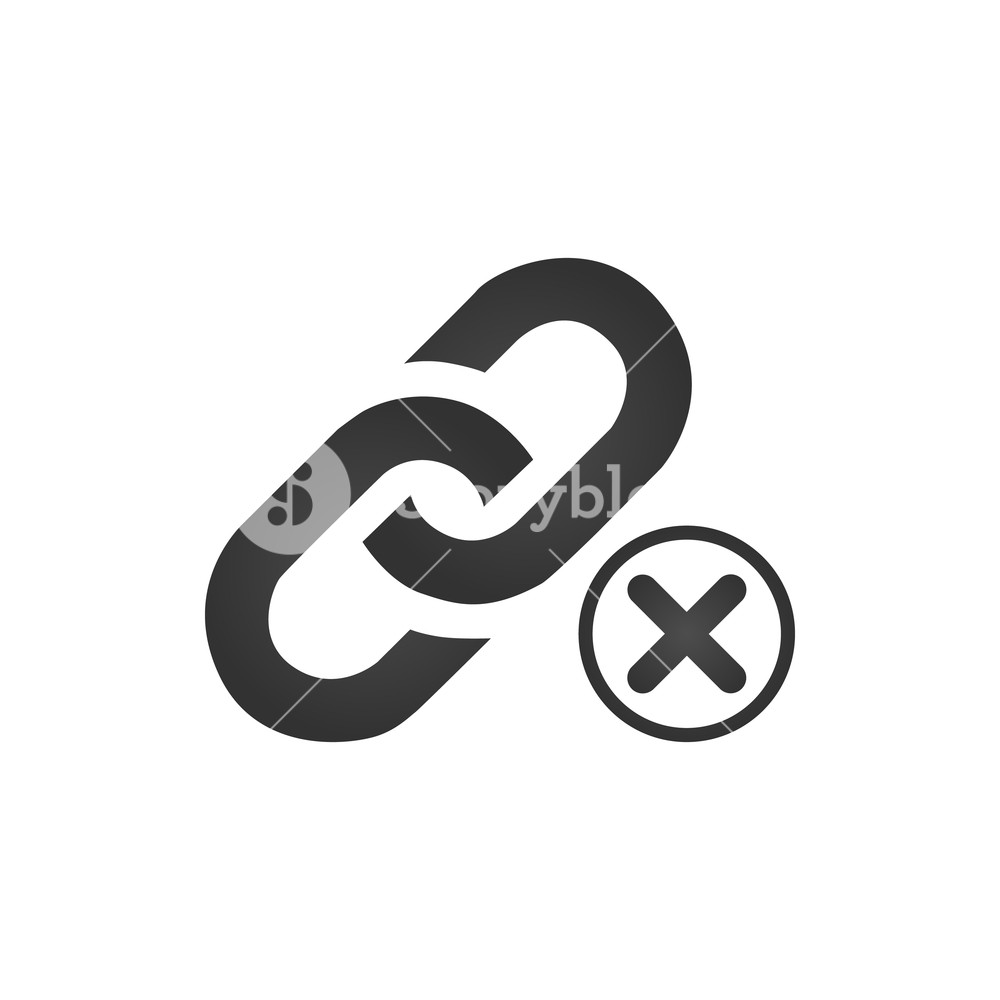1000x1000 Link Icon With Cross Bad Or Not Working Link Concept Error