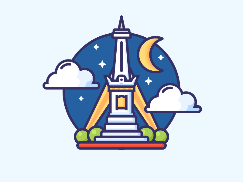 800x600 Icon Of Tugu Yogyakarta Gouache Desain, Ilustrasi, Dan Gambar