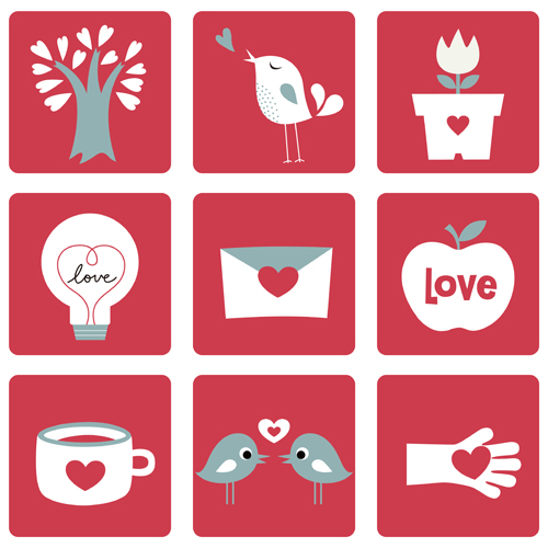 500x500 Set Of Love Theme Icon Mix Vector Free Download