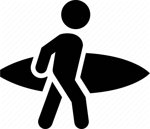 512x439 Beach, Carrying, Man, Person, Surf, Surf Board, Surfer Icon