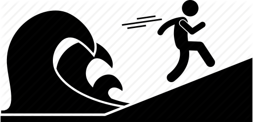 512x248 Escape, Evacuation, Highland, Running, Tsunami, Water, Wave Icon