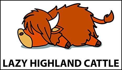466x269 Cute Sleepy Lazy Highland Cattle Cartoon Vinyl Sticker