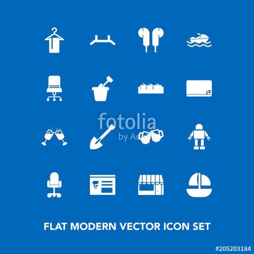 500x500 Modern, Simple Vector Icon Set On Blue Background With Pull