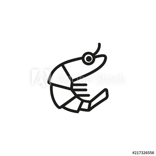 500x500 Shrimp Line Icon Prawn, Crustacean, Marine Food Seafood Concept