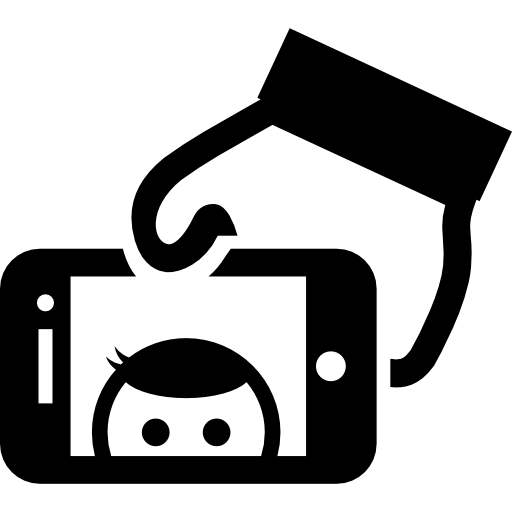 512x512 Half Face Selfie On Phone Screen In A Hand Icons Free Download