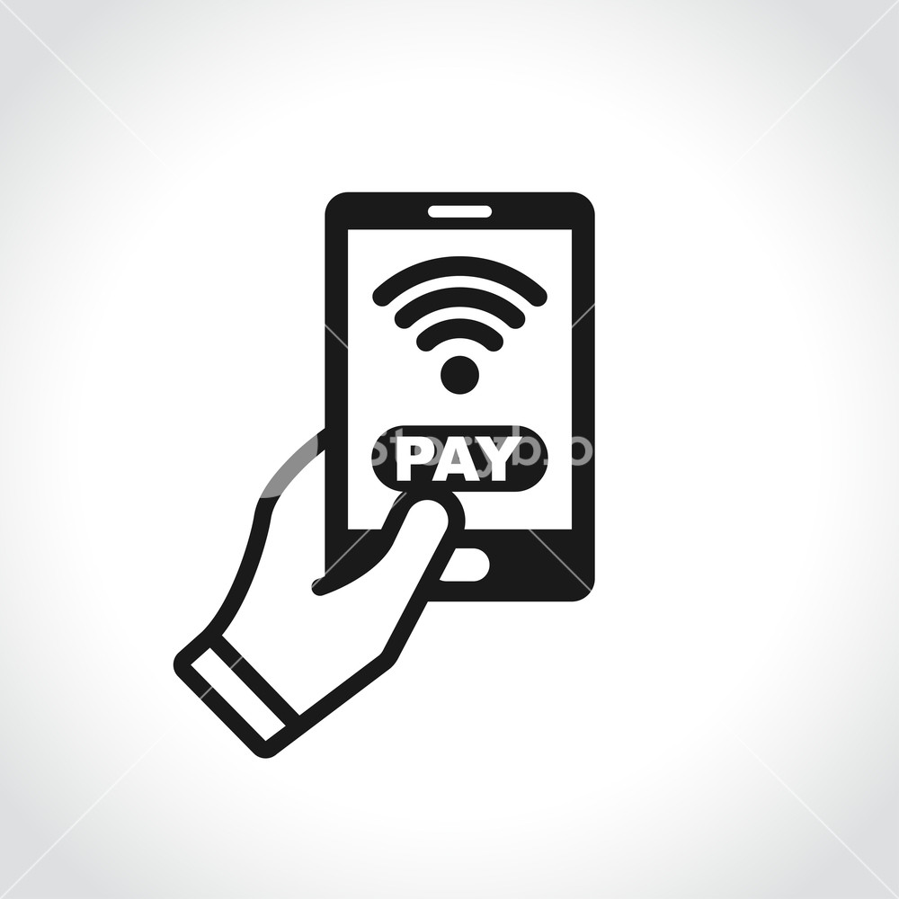 1000x1000 Illustration Of Phone Payment Icon On White Background Royalty