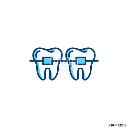 Dental Braces Icon, Orthodontic Teeth Line Icons Vector Flat 500x500 Dental Braces Icon, Orthodontic Teeth Line Icons Vector Flat