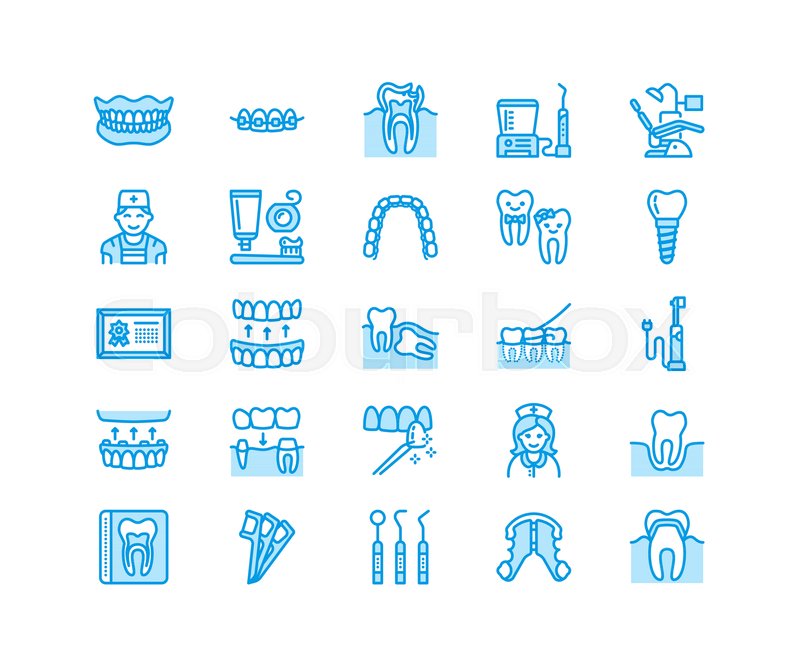 Dentist, Orthodontics Line Icons Stock Vector Colourbox 800x667 Dentist, Orthodontics Line Icons Stock Vector Colourbox