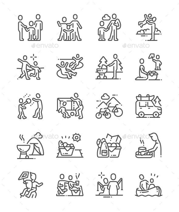 590x700 Family Outdoor Recreation Line Icons Icons Line Icon, Create