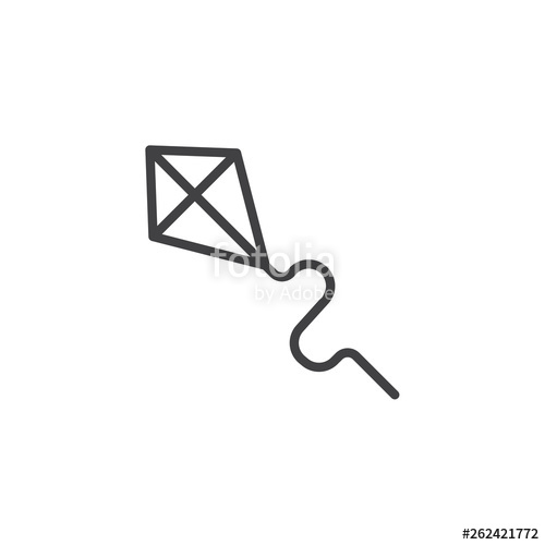 500x500 Flying Kite Line Icon Linear Style Sign For Mobile Concept