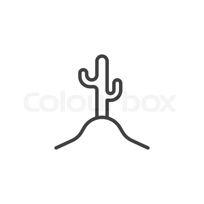 800x800 Sand Dune With Cacti Line Icon Linear Stock Vector Colourbox