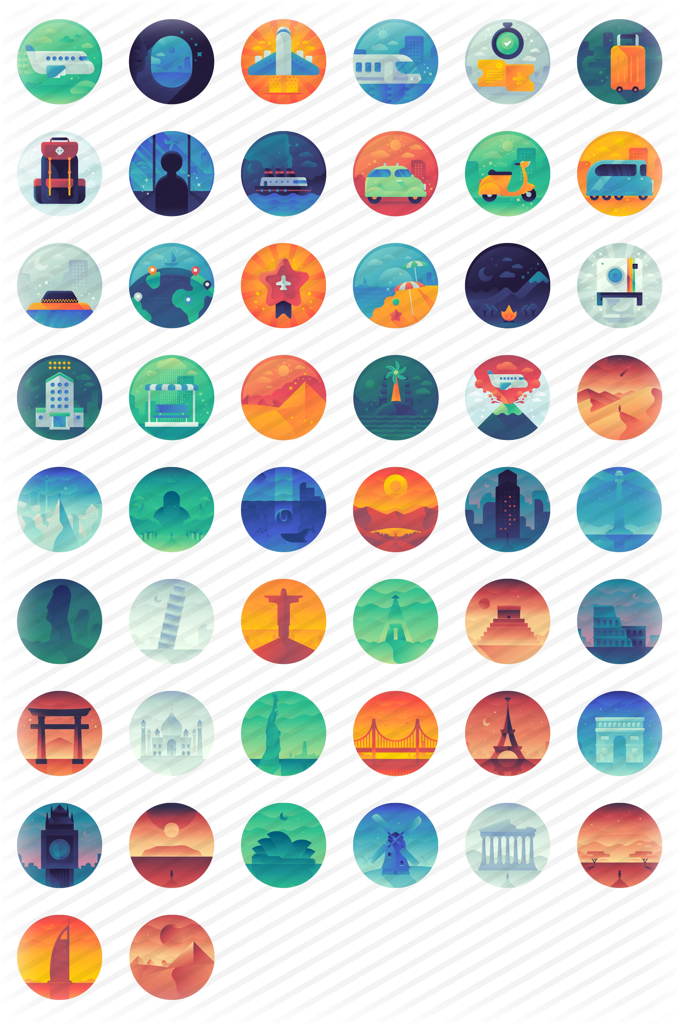2280x3434 Gradient Flat Icons Pack
