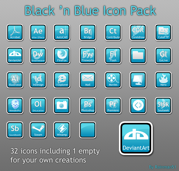 573x547 Black N Blue Icon Pack