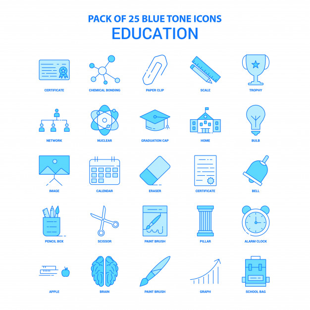 626x626 Education Blue Tone Icon Pack Vector Free Download