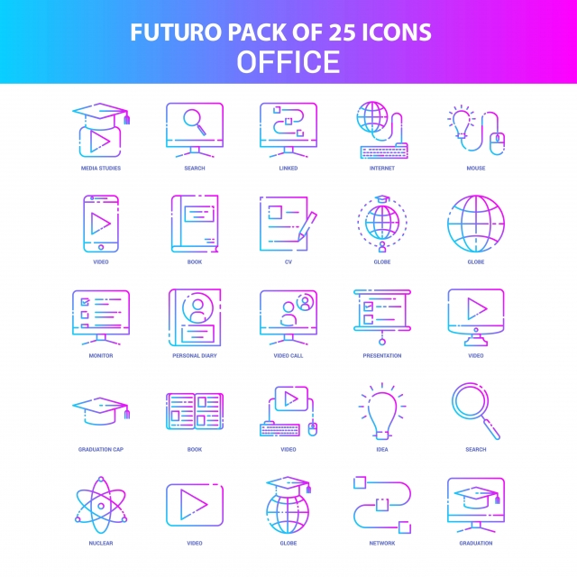 640x640 Blue And Pink Futuro Office Icon Pack, Book, Business