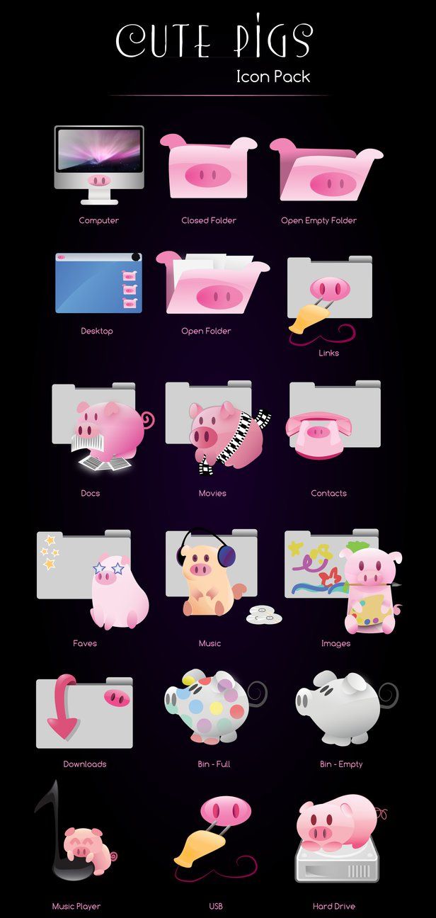 616x1296 Cute Pigs Icon Pack