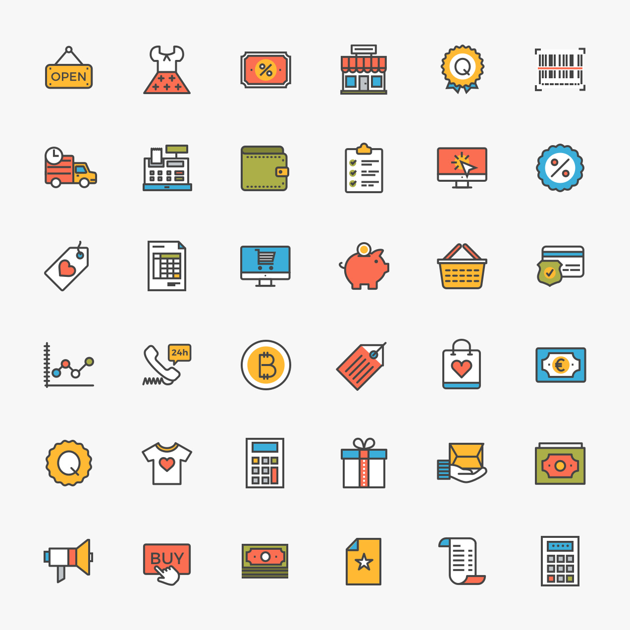 1272x1272 Ecommerce Free Icon Pack