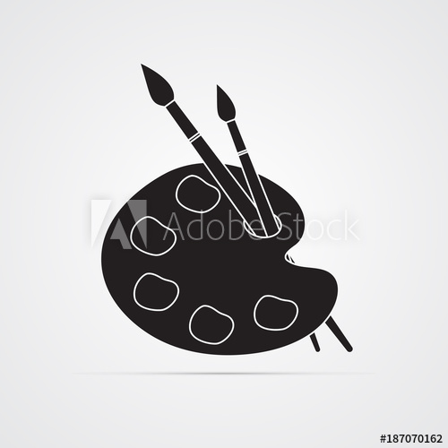 500x500 Silhouette Flat Icon, Simple Vector Design Artist's Palette
