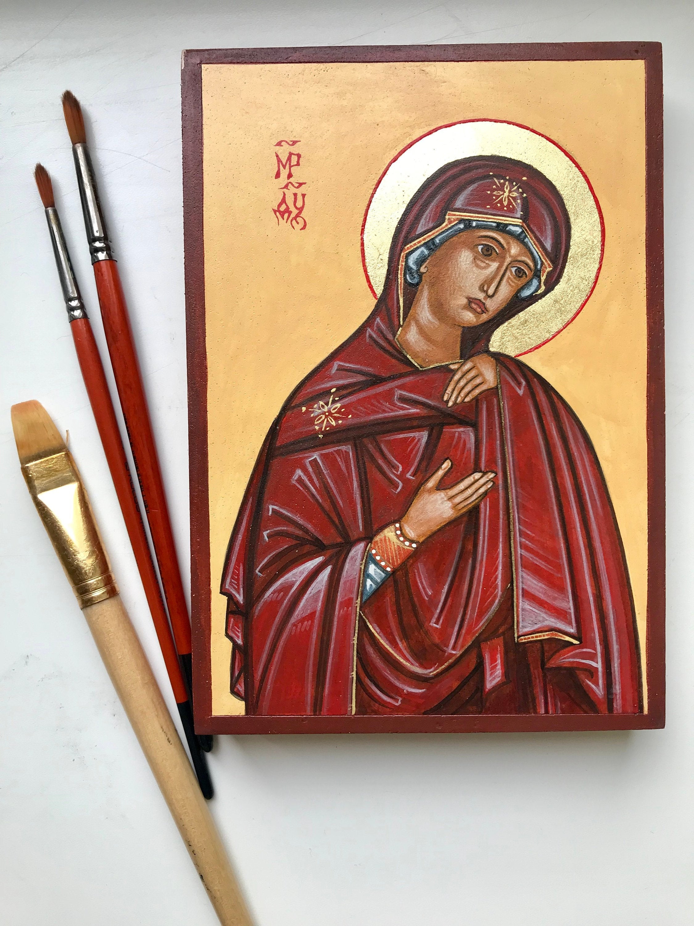 2250x3000 Virgin Mary Icon Orthodox Icon Hand Made Icon Religious Etsy