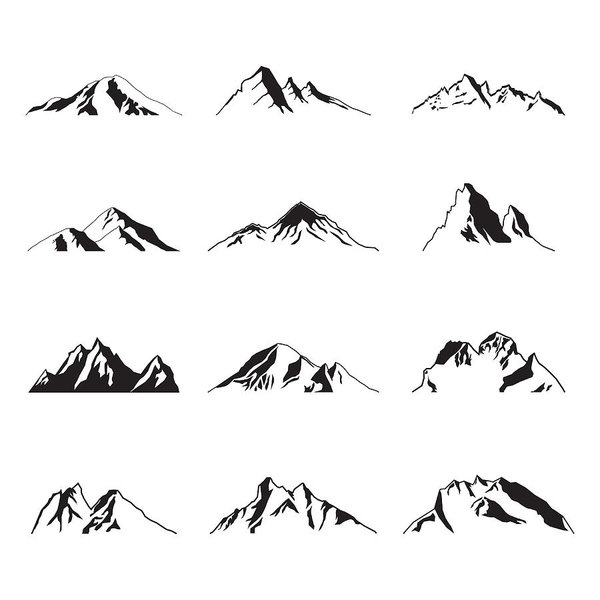 600x600 Mountain Silhouette Landscape Icon Peak Illustration Set Art Print