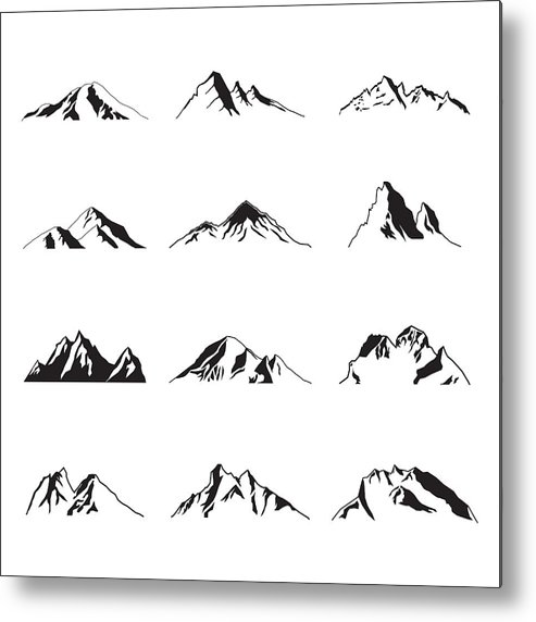 493x572 Mountain Silhouette Landscape Icon Peak Illustration Set Metal