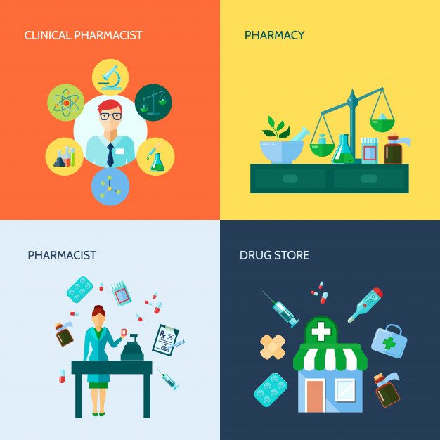 626x626 Isolated Flat Conceptual Pharmacy Icon Set With Various Medical