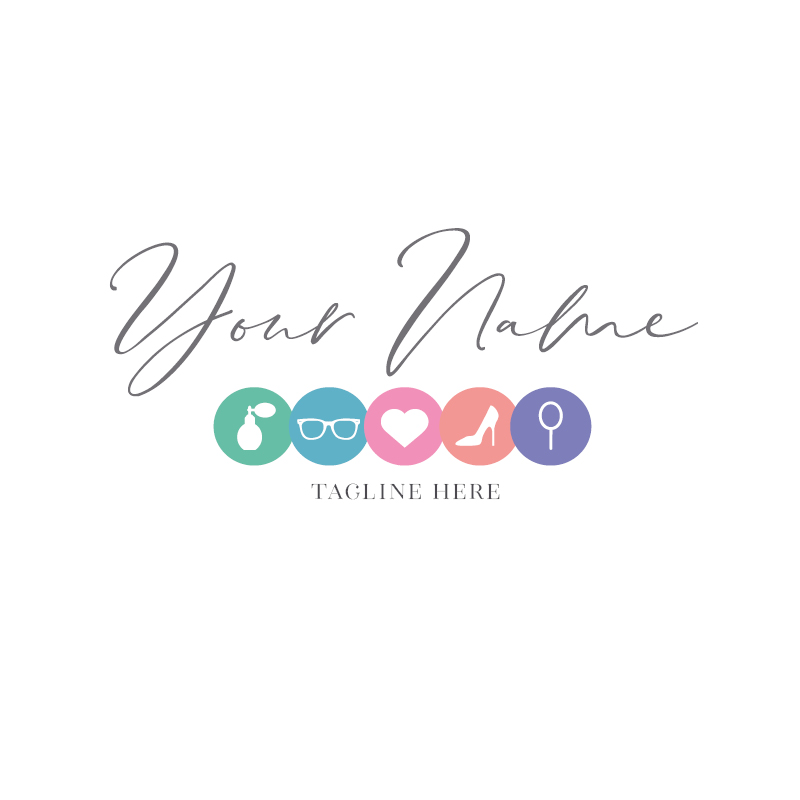800x800 Beauty Icons Logo Pastel Tones Premade Small Business Logo