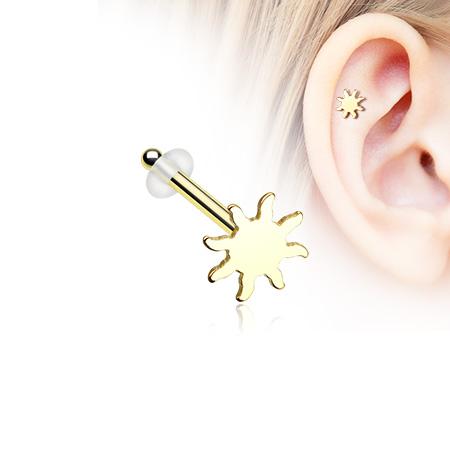 450x450 Golden Dainty Blazing Sun Icon Piercing Stud With O Rings