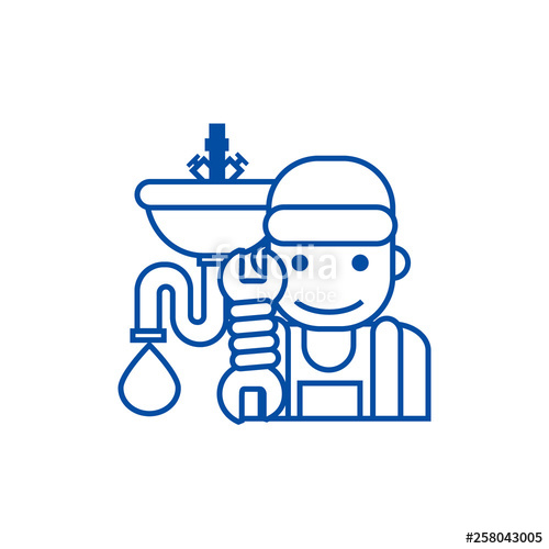 500x500 Plumbing Service Line Concept Icon Plumbing Service Flat Vector
