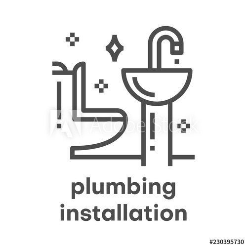 500x500 Simple Modern Line Icon Plumbing Sign Vector Illustration